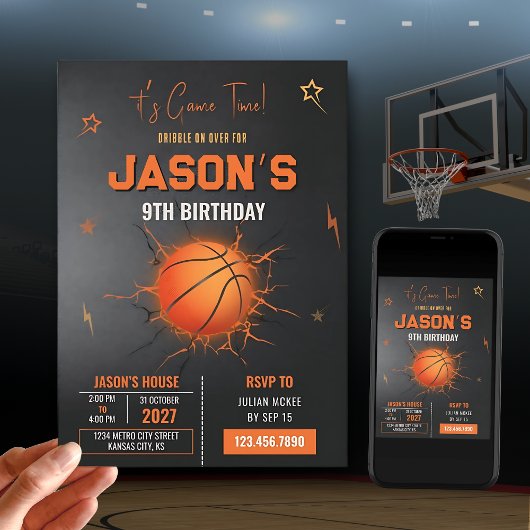 Invitation Anniversaire de Basketball Modifiable