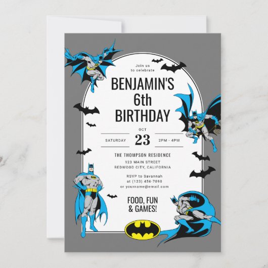 Invitation Anniversaire de Batman Boy sur mesure (Devant)