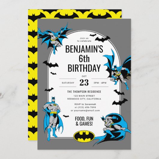 Invitation Anniversaire de Batman Boy sur mesure (Devant / Derrière)