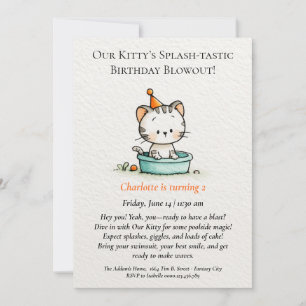 Invitation anniversaire de bébé chatte fantaisiste