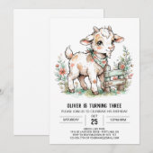 Invitation Anniversaire de bébé chèvre rustique (Devant / Derrière)