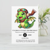 Invitation Anniversaire de bébé dragon aviateur (Debout devant)