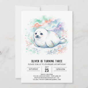 Invitation Anniversaire de bébé phoque doux