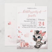 Invitation Anniversaire de bébé zèbre adorable (Devant / Derrière)