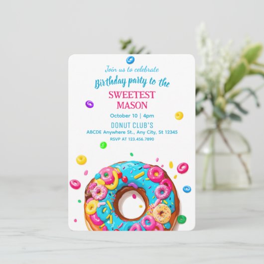 invitation anniversaire de beignes doux (Debout devant)