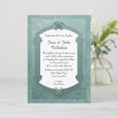 Invitation Anniversaire de Bijoux Damassés Turquoi (Debout devant)