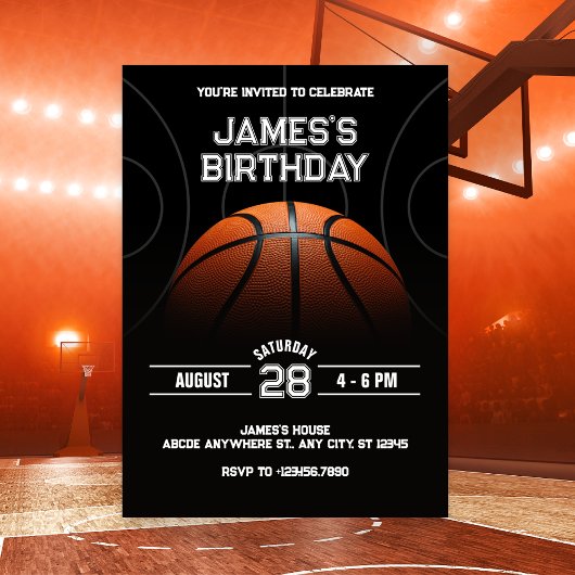 Invitation anniversaire de Black Modern Basket