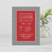 Invitation Anniversaire de Black White and Red Houndstooth (Debout devant)