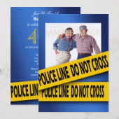 Invitation Anniversaire de bleu de meurtre et mystère (Devant / Derrière)