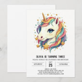 Invitation Anniversaire de Bliss Unicorn Enchanted (Devant / Derrière)