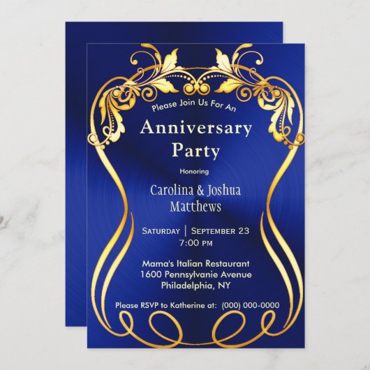 Invitation Anniversaire de Blue Gold (Devant / Derrière)