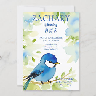 Invitation Anniversaire de Bluebird Watercolor