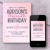 Invitation Anniversaire de Blush Pink Ombre