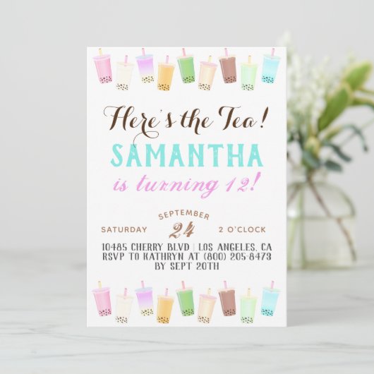 Invitation Anniversaire de Boba Tea (Debout devant)