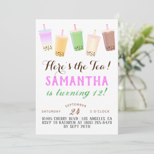 Invitation Anniversaire de Boba Tea (Debout devant)