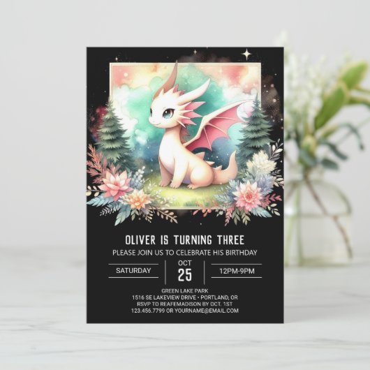 Invitation Anniversaire de Boho Little Dragon (Debout devant)