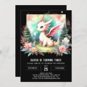 Invitation Anniversaire de Boho Little Dragon (Devant / Derrière)