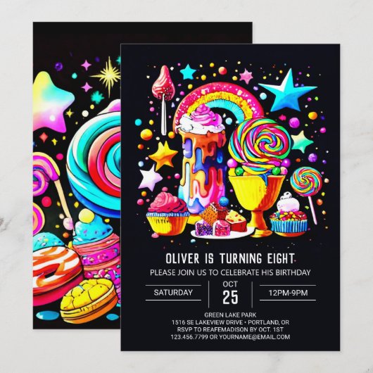 Invitation Anniversaire de Boho Lollipop (Devant / Derrière)