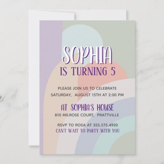 Invitation Anniversaire de Boho Pastel Rainbow (Devant)