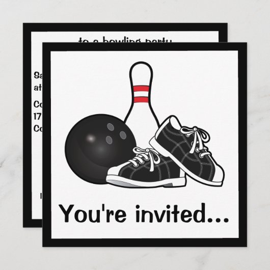 Invitation Anniversaire de Bowling (Devant / Derrière)