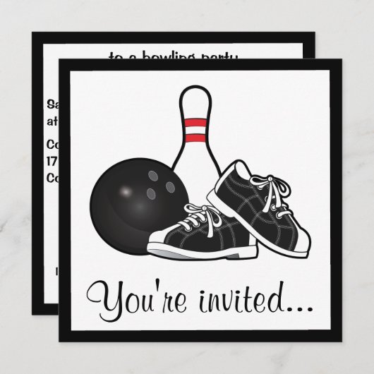 Invitation Anniversaire de Bowling (Devant / Derrière)