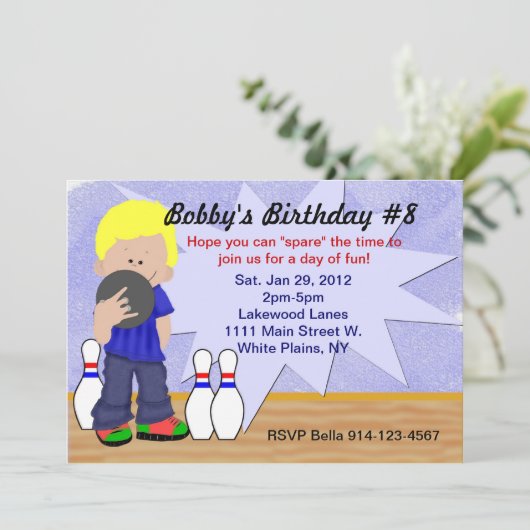 Invitation Anniversaire de Bowling (Debout devant)