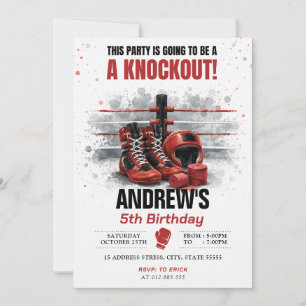 Invitation Anniversaire de boxe à l'aquarelle personnalisé