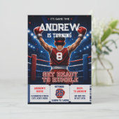Invitation Anniversaire de boxe personnalisé (Debout devant)