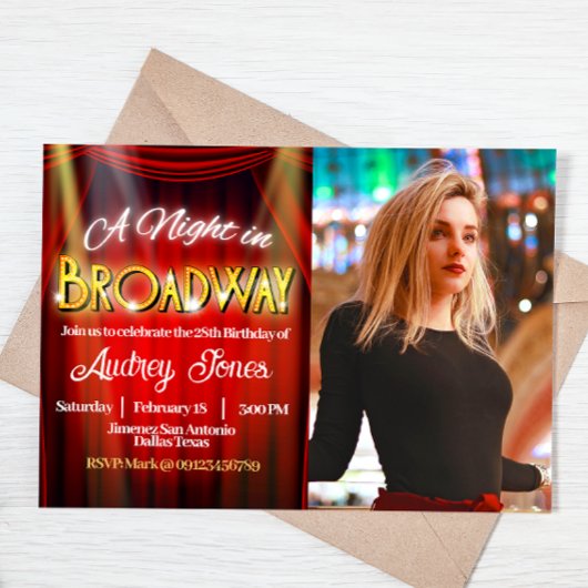Invitation Anniversaire de Broadway avec photo