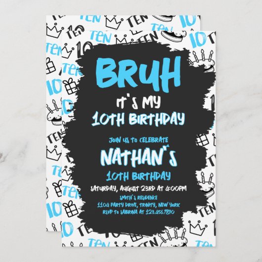 Invitation Anniversaire de Bruh (Devant / Derrière)