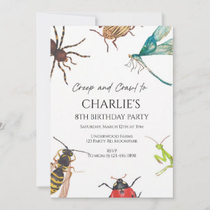Invitation Anniversaire de bug rampant effrayant Extérieur Na
