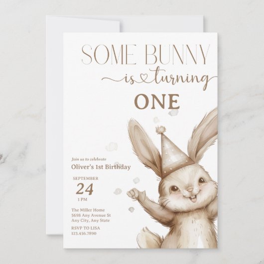 Invitation Anniversaire de Bunny mignon (Devant)