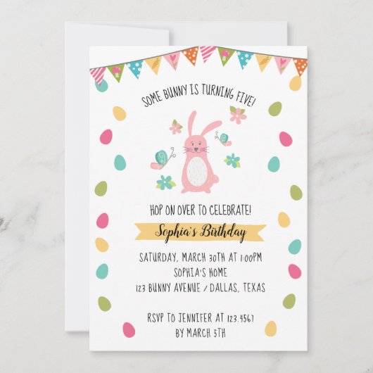 Invitation Anniversaire de Bunny mignon (Devant)