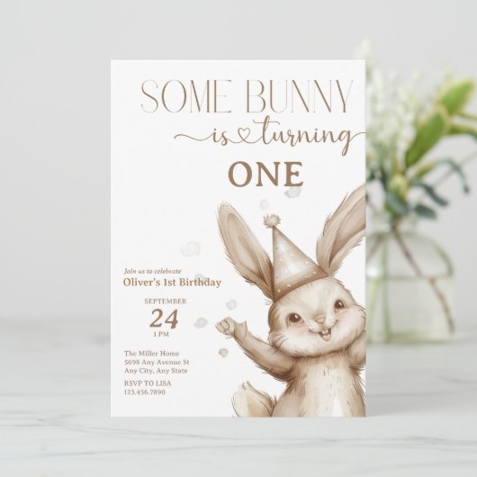 Invitation Anniversaire de Bunny mignon (Debout devant)