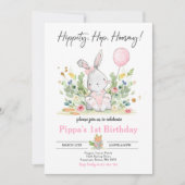 Invitation Anniversaire de Bunny Pink Bunny Anniversaire de P (Devant)