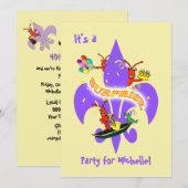 Invitation Anniversaire de Cajun Crawfish Fleur de Lis (Devant / Derrière)