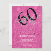 Invitation Anniversaire de calligraphie pailleté d'argent (Devant)