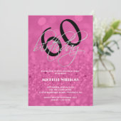 Invitation Anniversaire de calligraphie pailleté d'argent (Debout devant)