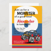 Invitation Anniversaire de camion de monstre 6ème (Devant / Derrière)