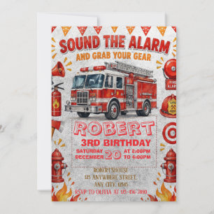 Invitation Anniversaire de camion de pompiers modifiable