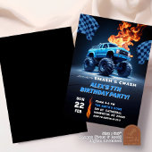 Invitation Anniversaire de camion monstre bleu