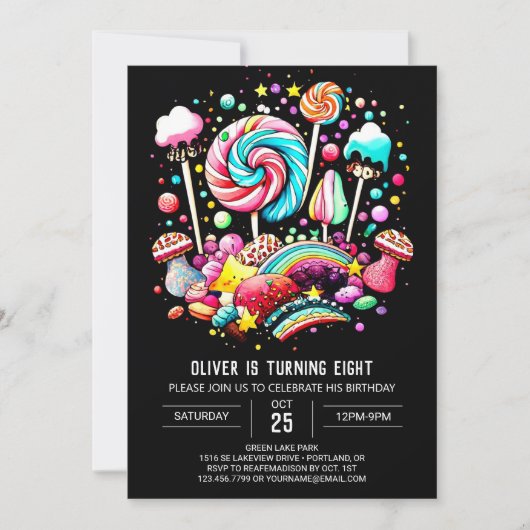 Invitation Anniversaire de Candy Wonderland (Devant)