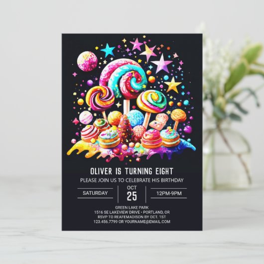 Invitation Anniversaire de Candyland Bliss (Debout devant)