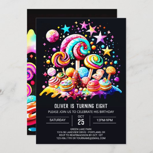 Invitation Anniversaire de Candyland Bliss (Devant / Derrière)