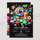 Invitation Anniversaire de Candyland numérique (Devant / Derrière)