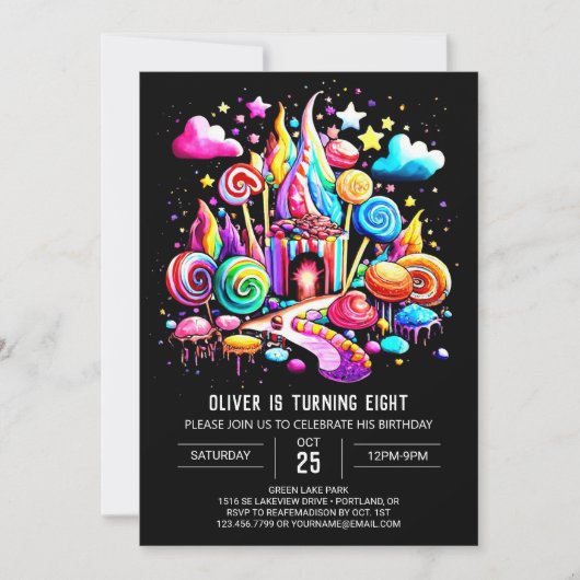 Invitation Anniversaire de Candyland numérique (Devant)