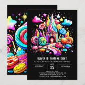 Invitation Anniversaire de Candyland numérique (Devant / Derrière)