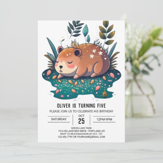 Invitation Anniversaire de Capybara Haven (Debout devant)