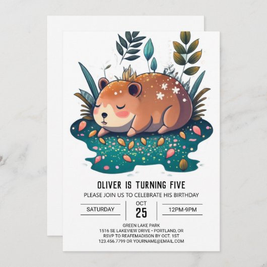 Invitation Anniversaire de Capybara Haven (Devant / Derrière)