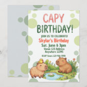 Invitation Anniversaire de Capybara Mignon (Devant / Derrière)